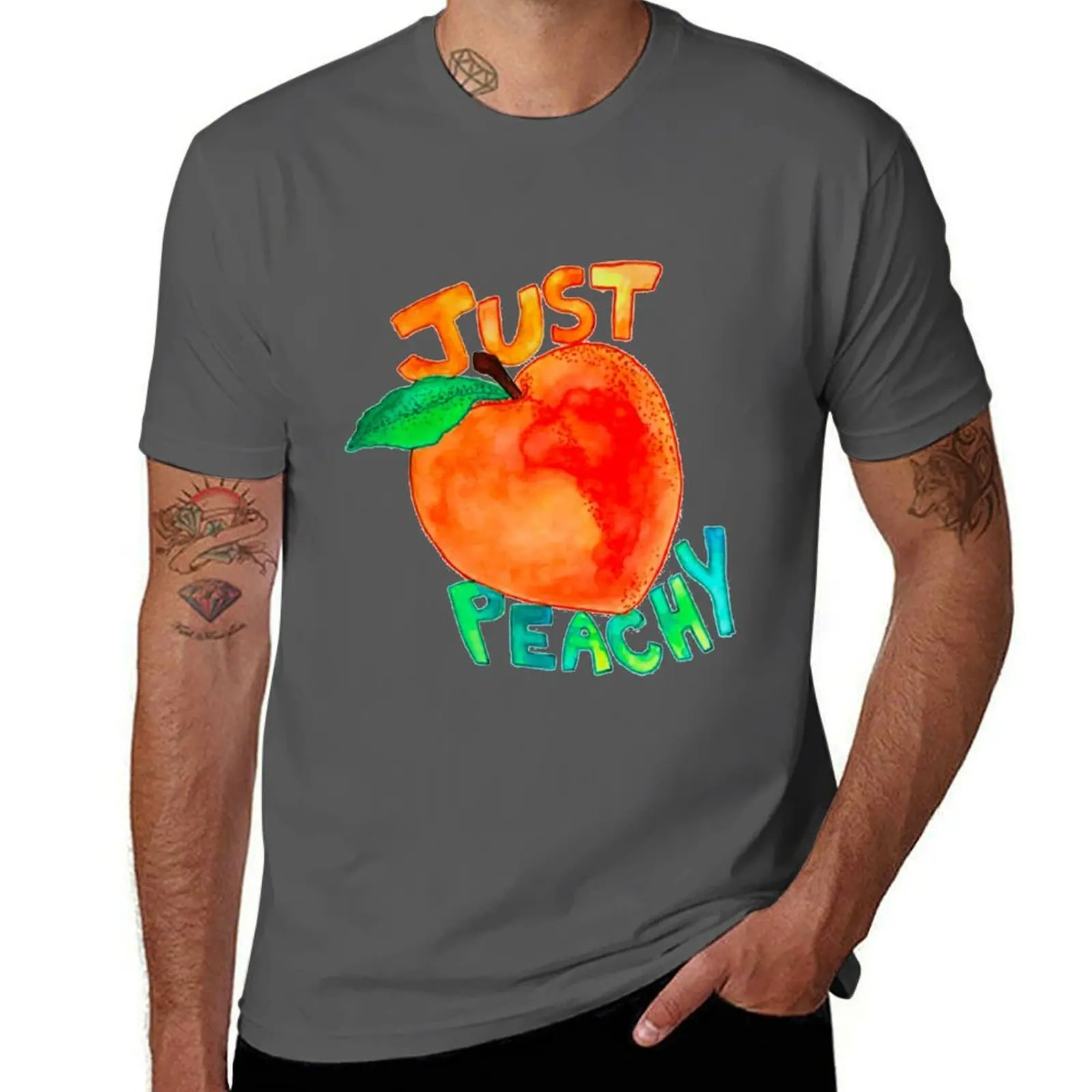 

just peachy watercolor T-Shirt Casual Street Style Short Sleeve Tee