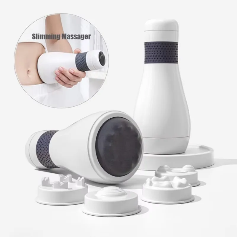 Handheld anti-cellulite body sculpting lymphatic drainage gastric massager with 4 removable massage heads for buttocks
