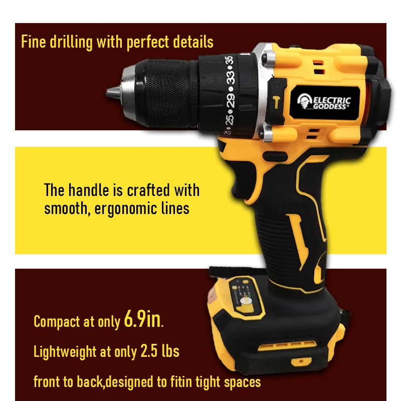 Electric Goddess DCD800 Electric Drill 20V Brushless Cordless Screwdriver Compact Drill/Driver Tools For 20V Dewalt Battery