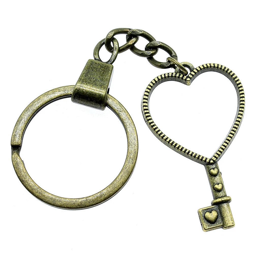 1pcs Love Key Metal Frame Car Keychain Accesories Jewelry Making Supplies Ring Size 30mm