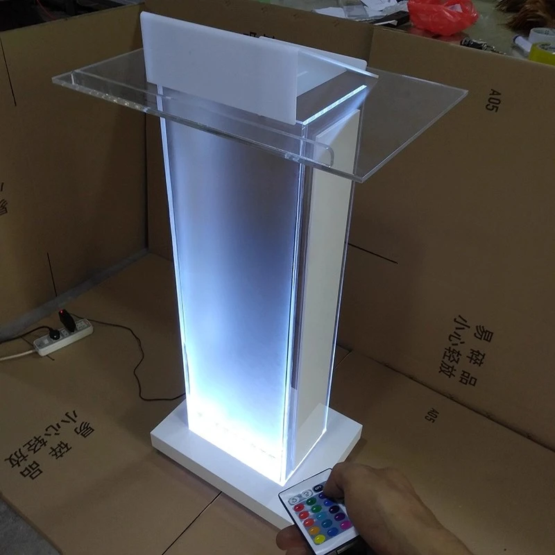 

Luminous plexiglass crystal transparent podium