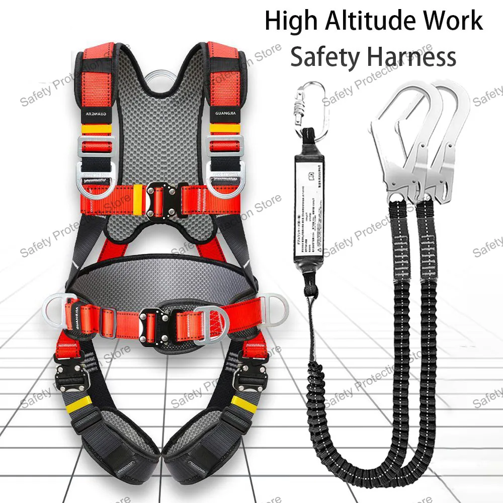 Five-point High Altitude Work Safety Harness Full Body Safety Belt Safety Rope Outdoor Climbing Construction Protect Equipment