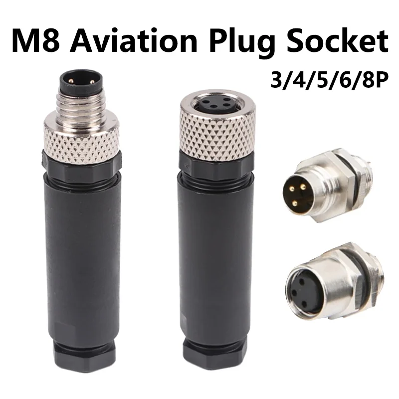 5/20PCS M8 3/4/5/6/8 Pin Sensor Connector Screw Threaded Plug Coupling Male Female Straight Aviation Eletrical Adapter