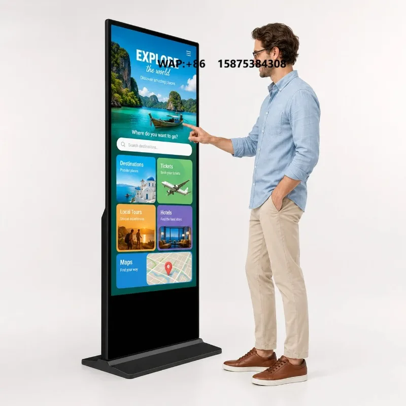32-65 Inch Floor-standing Indoor/Outdoor LED Display Panel Digital Poster Screen for Retail Store & Shopping Mall Advertising