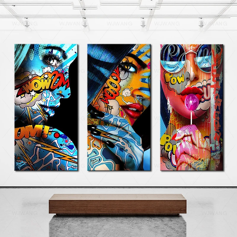 

Graffiti Woman Portrait Canvas Painting Wall Art Posters and Prints Street Art Pop Wall Pictures For Living Room Home Decor