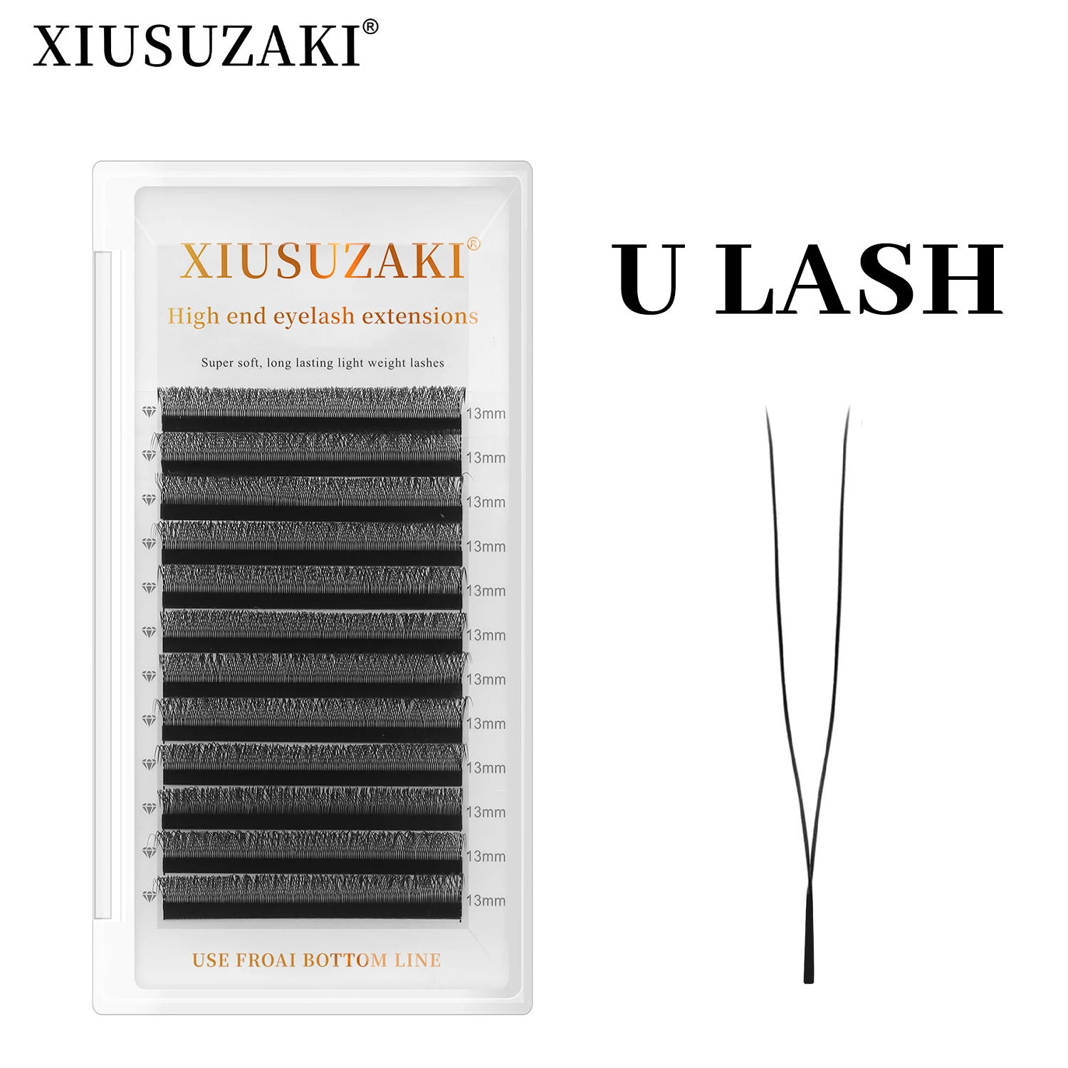 XIUSUZAKI U YY Lashes Extensions Matte Black Natural Single Tip U Shape 2D Y Eyelash Extensions Premade Fans Volume False Lashes