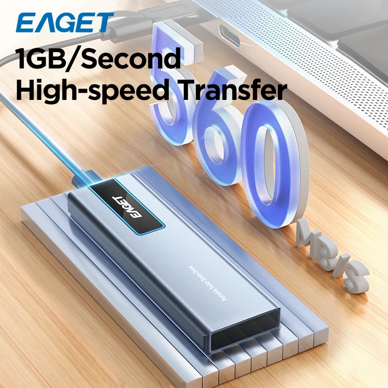 Eaget NVMe External SSD 1TB 2TB Hard Drive 5gbps 10gbps Type C USB 3.2 RGB Portable Hd Solid State Disk for Laptops PC Mac