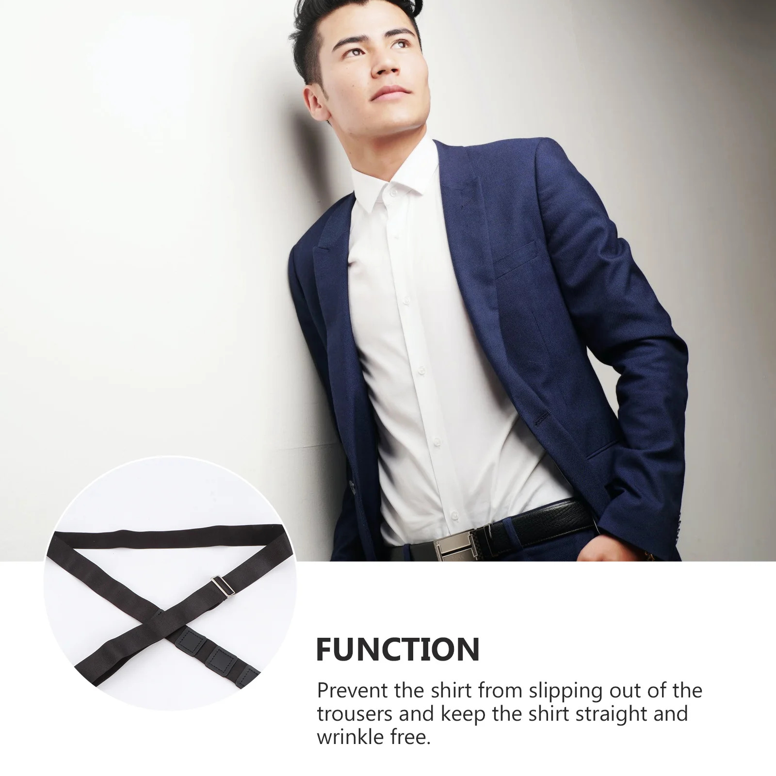 حزام القميص Stay قابل للتعديل، قفل القميص، حزام الملابس الداخلية، أسود متين ومطاط ومضاد للتجاعيد للمكتب الاحترافي #1