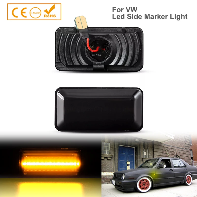 2Pcs Dynamic LED Side Marker Light Turn Signal Blinker Lamps For VW Golf 2 3 Passat B3 Vento Jetta A2 A3 Seat Ibiza 2 Cordoba 1