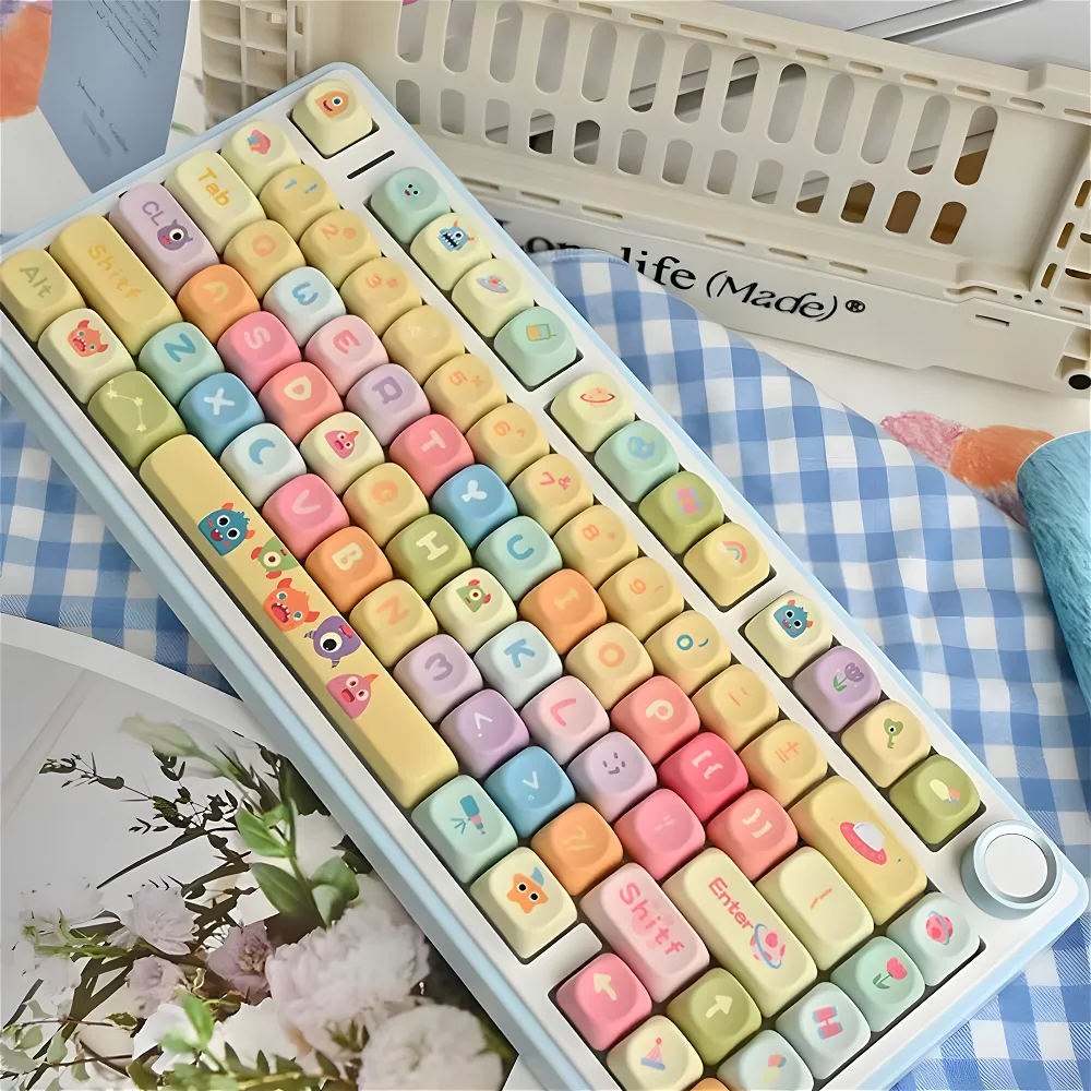 MOA Keycaps PBT 133 Keys Graffiti Monster Cute Candy for 60/64/84/98/108 Gaming Mechanical Keyboard MX Switch