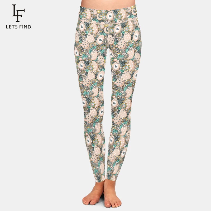 LETSFIND-Legging fitness taille haute pour femme, pantalon slim, motif lapin de Pâques et œufs de Pâques College en 3D, printemps, nouveauté