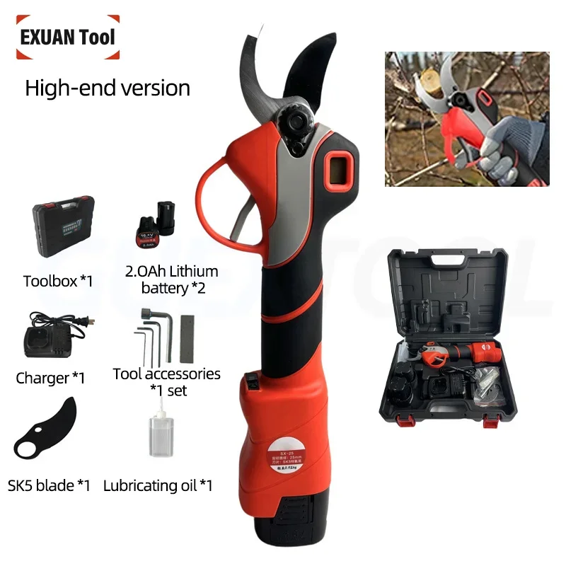 16.8V Cordless Fruits and Vegetables Garden Rechargeable Scissors 200W Brush Digital Display Tree Lithium Pruning Shears