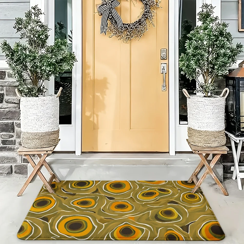 Abstract Boho Yellow Geometric Doormat Welcome Mat for Entryway Home Decor Modern House Indoor Outdoor Flooring Rug 40x60cm