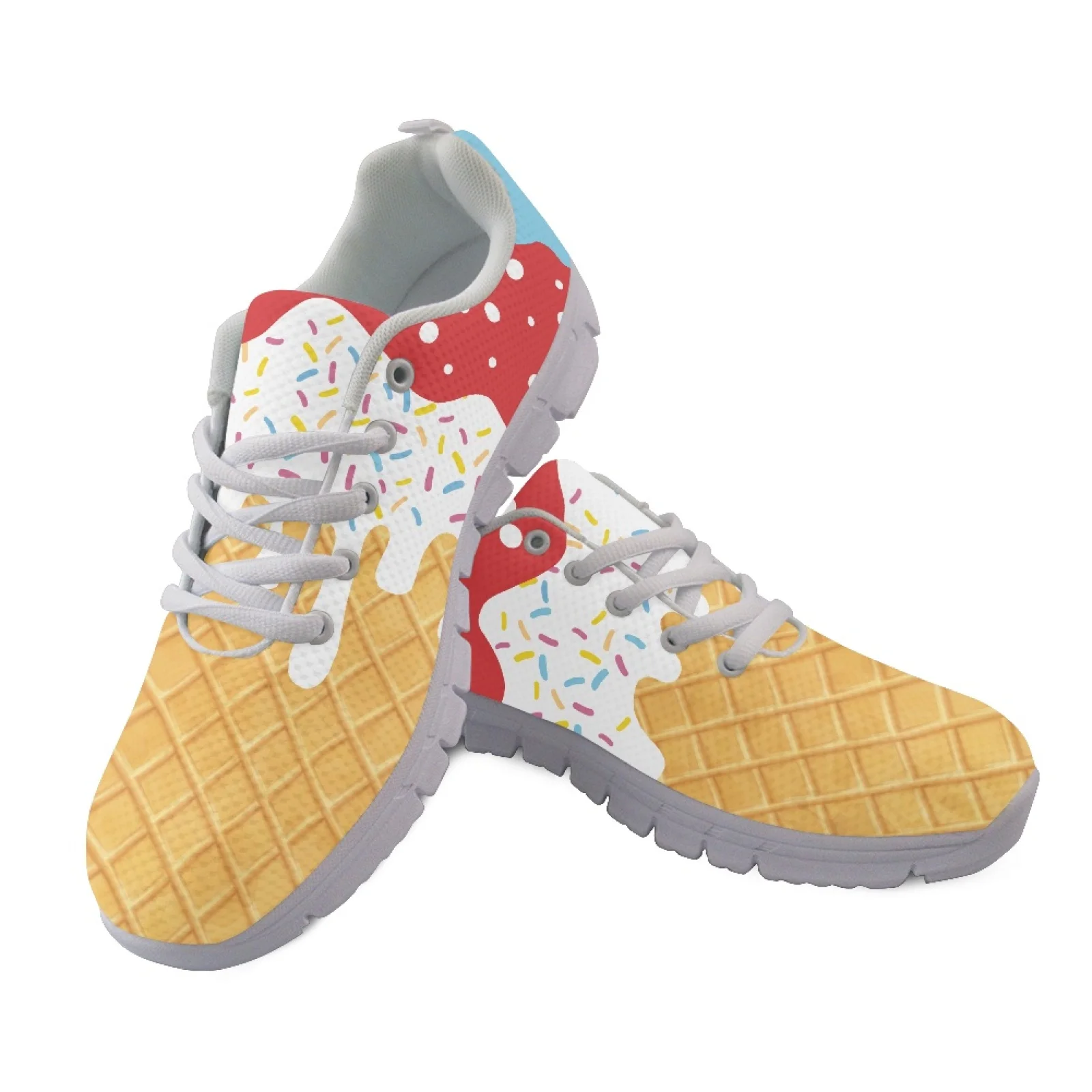 Coloranimal Ice Cream Waffle 2026 Mesh Running Sneakers with EVA Sole, Comfortable Athletic Footwear for Outdoor Walking