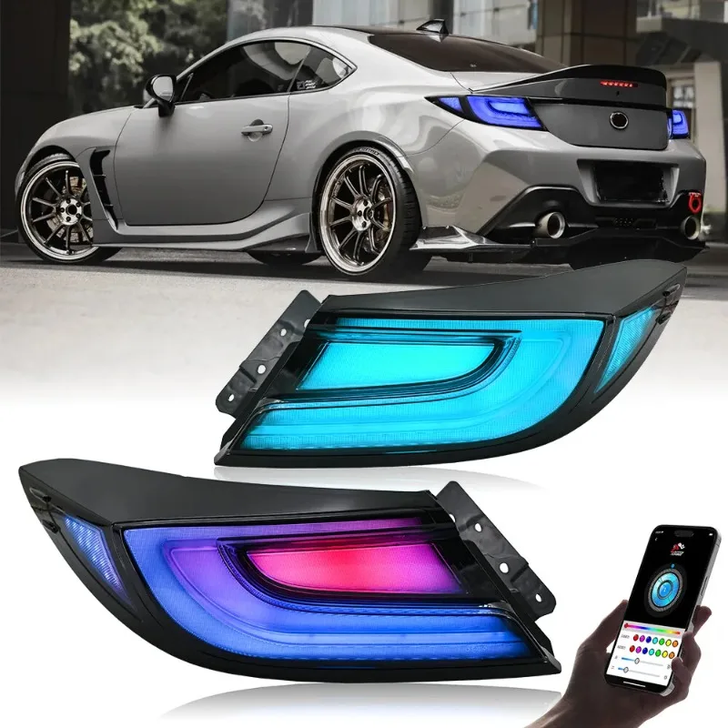 

Для Toyota GR86 для Subaru BRZ ZN8 ZD8 2022-2024 RGB светодиодные задние фонари дымовая пара с последовательным указателем поворота
