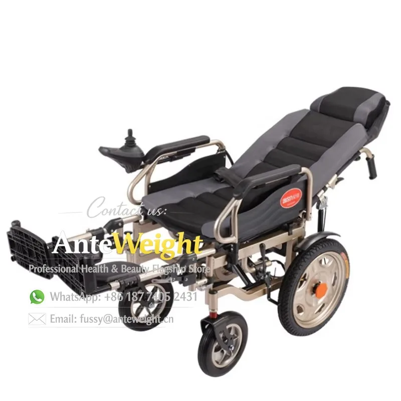 Lithium Battery Aluminum Alloy Frame Folding Flat Ultra Long Life High Load Aluminium Alloy Wheel Hub Electric Wheelchair
