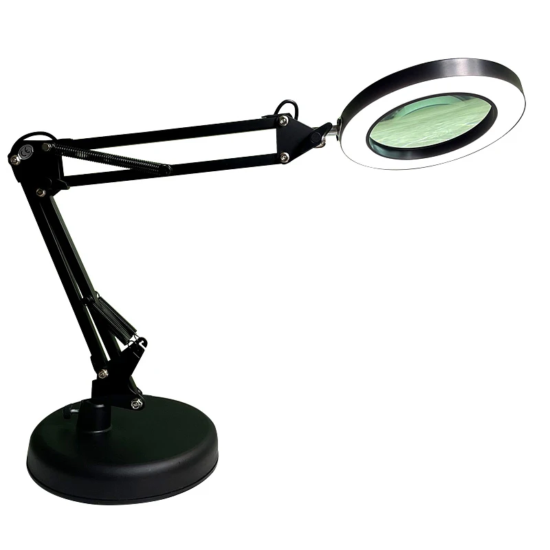 3-Colour Switching Magnifier Lamp Foldable Portable Eye-Care Desk Lamp Ten Adjustable Gears for Makeup Nail Lash Work Repair