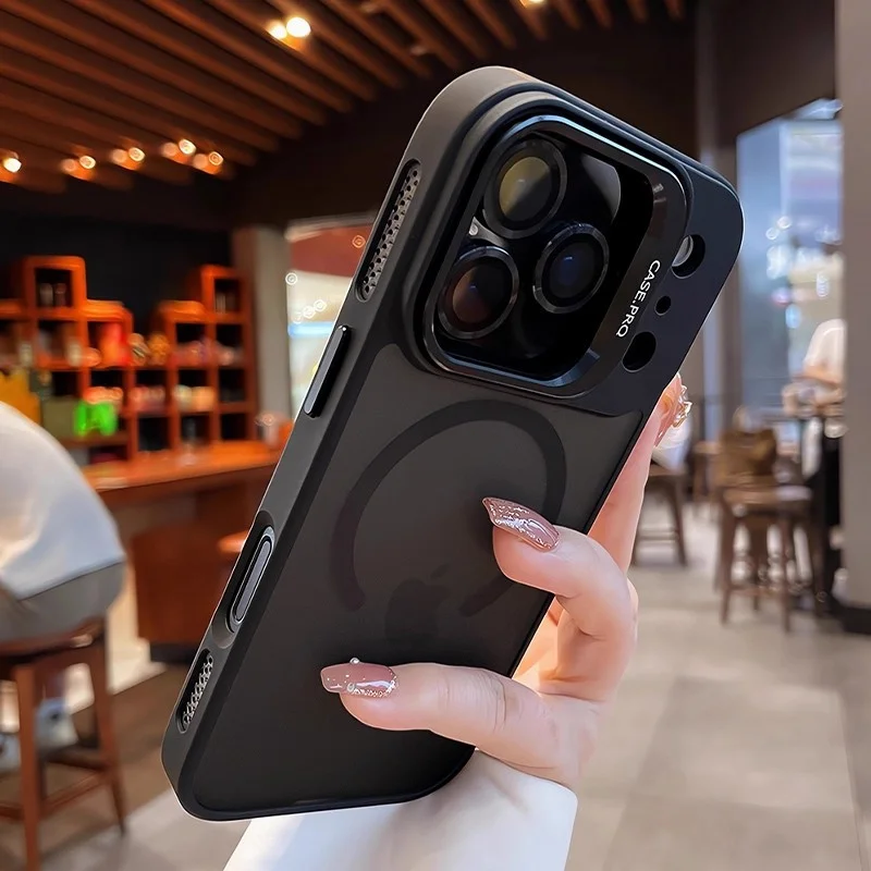 حافظة ملونة رسمية لهاتف آيفون 17 برو ماكس حافظة Air 16 15 14 13 12 11 Pro Max لهاتف Magsafe حامل شحن لاسلكي غطاء للعدسات