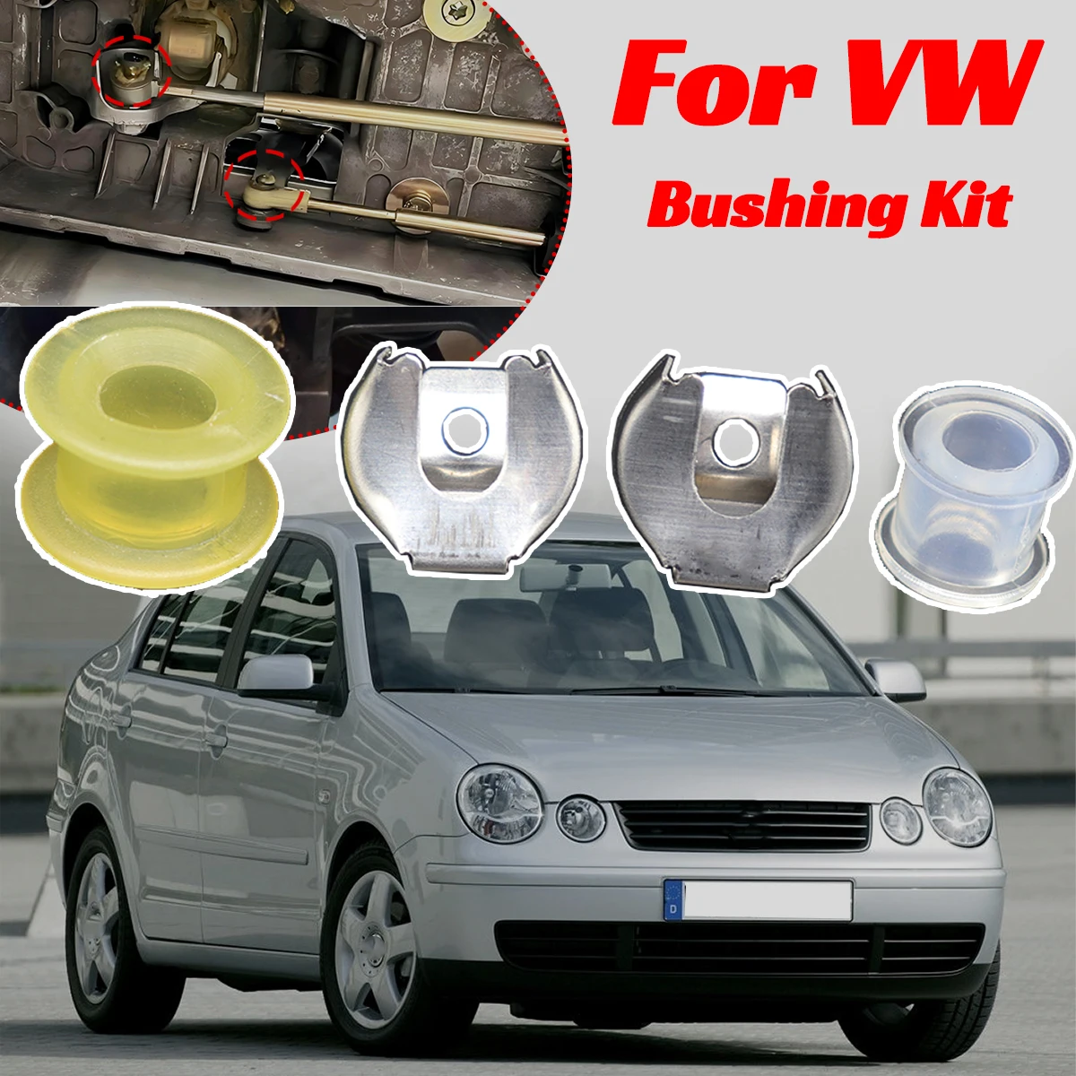 

4pc Gearshift Cable Gearbox Control Bushing VW Polo Golf MK3 4 5 6 Lock Washer Gear Shifter Selector Lever Linkage End Rod Parts