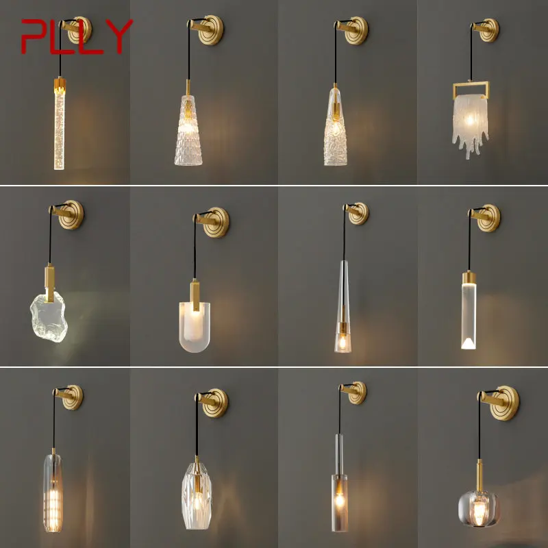 

PLLY Nordic Wall Lamp LED Modern Luxury Vintage Crystal Brass Sconces Light Decor for Home Living Room Bedroom Corridor