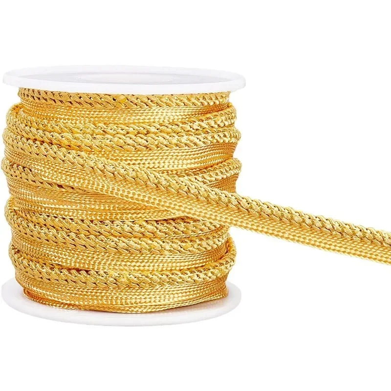 10 Yard Metalic Gold Cord-edge Piping Trim 3/8 inch Inch Gold Flat Filigree Ribbon Braid for Dress Costume Sewing Home