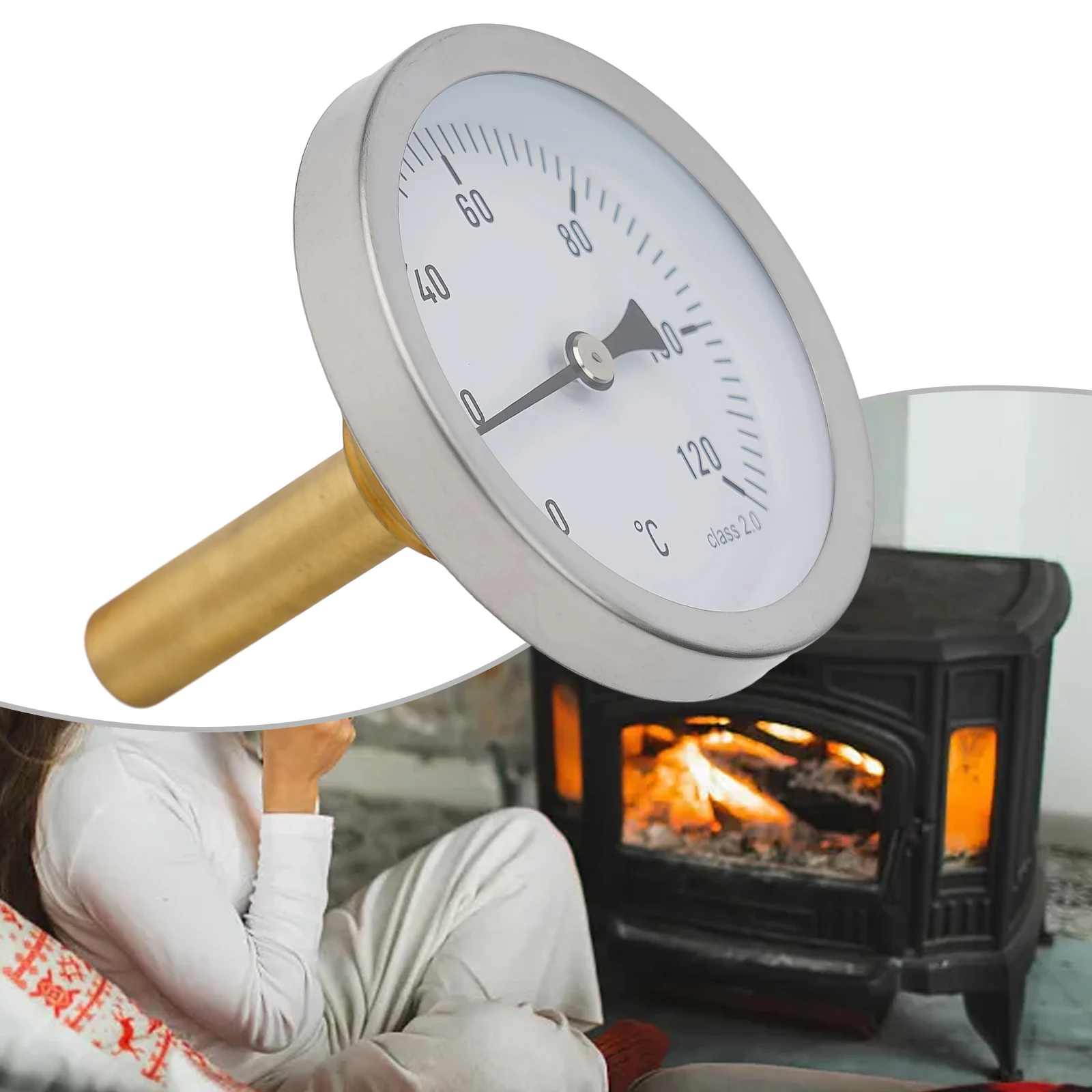 Bimetal Thermometer Heating 120°C With Copper Sheath 1/2