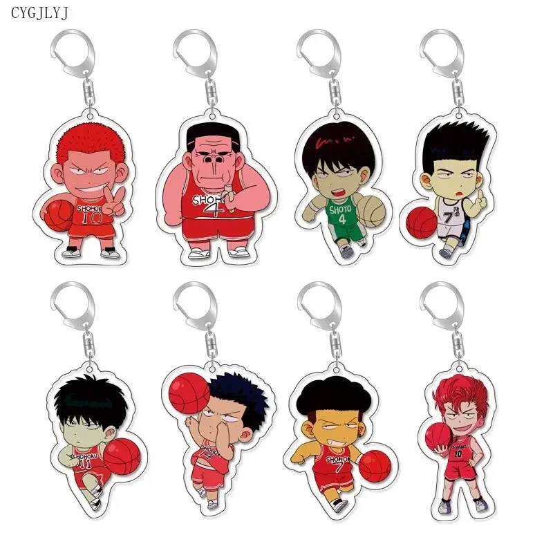 

Women Men Arcylic Keychain Akagi Hanamichi Sakuragi Rukawa Miyagi Mitsui Pendant Chaveio Anime Figure Slam Dunk Key Chain Props