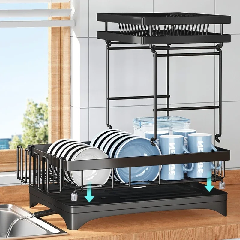 

Stable Kitchen Bowl Rack Drain Rack Tableware Plate Storage Shelf Household Multifunctional Countertop Cupboard