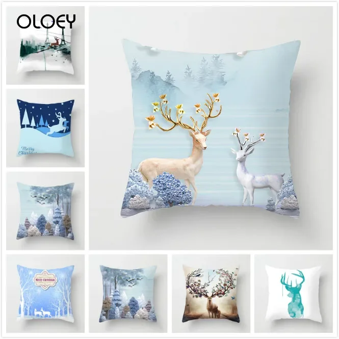 

Christmas Deer Forest Print Pillow Case Animal Cushion Cover Sofa Car Chair Home Decoration Pillow Case Soft and Comfortable ..