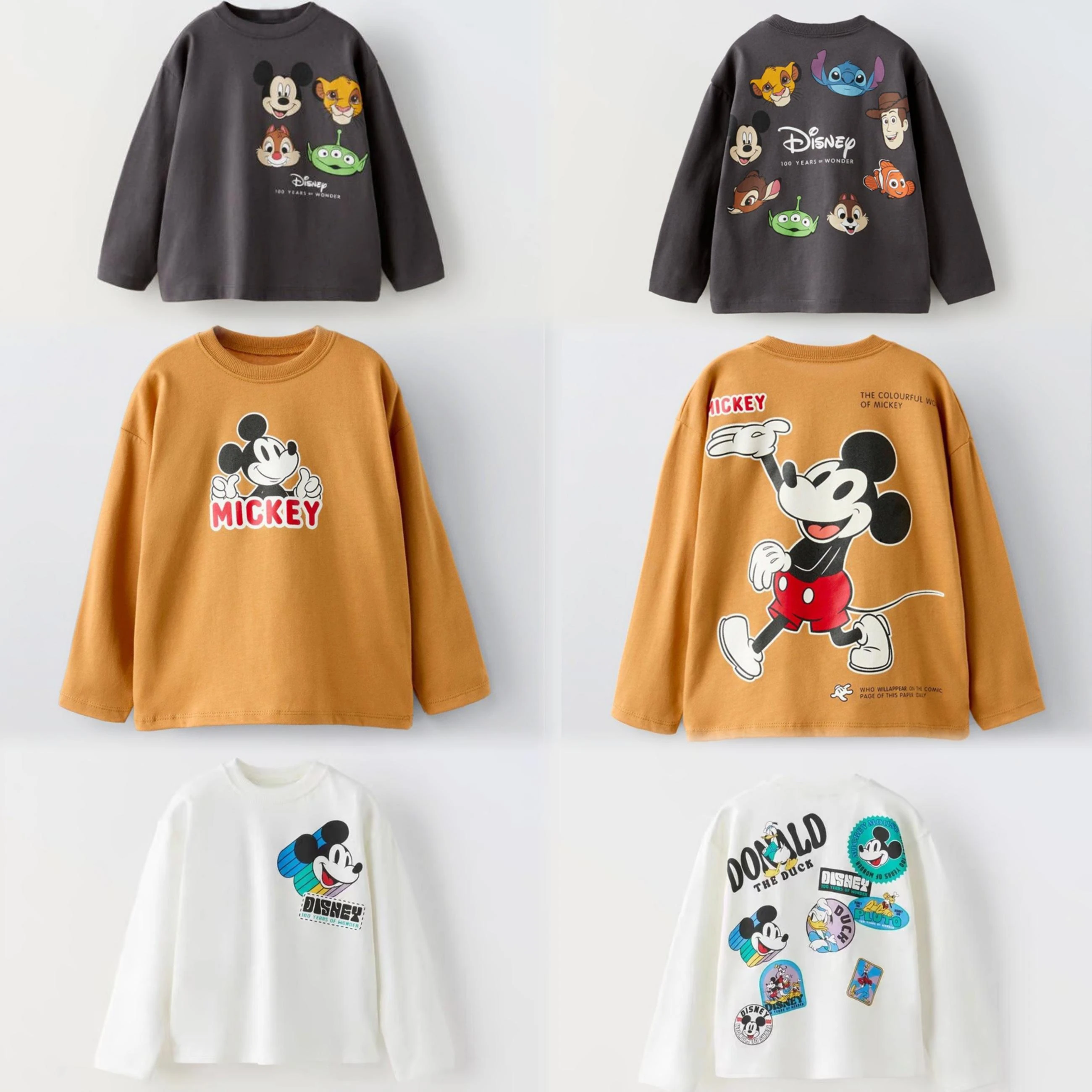 2025 Spring New Disney Mickey Long Sleeve Tops Tees Children's Clothes Loose Casual O-neck Pullover Blouse Base Shirt Boys Girls