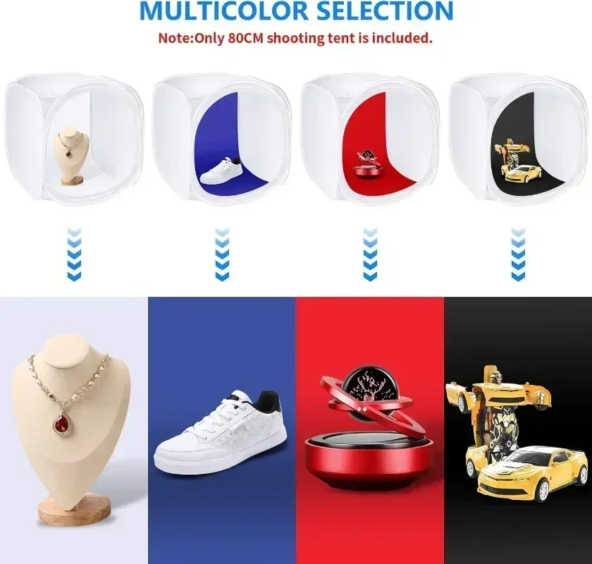 مجموعة صندوق ناعم لخيمة التصوير الفوتوغرافي مع خلفية (أحمر أزرق داكن أسود أبيض) للتصوير الفوتوغرافي