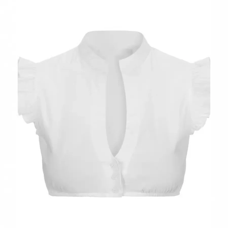 Women Crop Top Shirts 2025 New Bavarian Oktoberfest Blouse Traditional Dirndl White Shirt Festive Beer Festival Costume Top