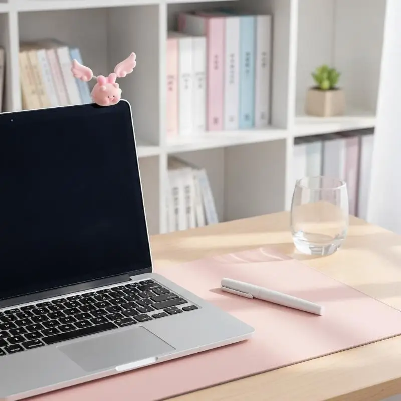 exquisite1 Pcs Cute Fluffy Pig Car Ornaments With Shaking Pink Wings Perfect For Dashboard Office Desk Decor