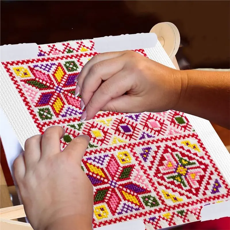 A69eadjustable Embroidery Table Stand With Cross Stitch Hoop Wood Embroidery Holder For Lap Or Table Top