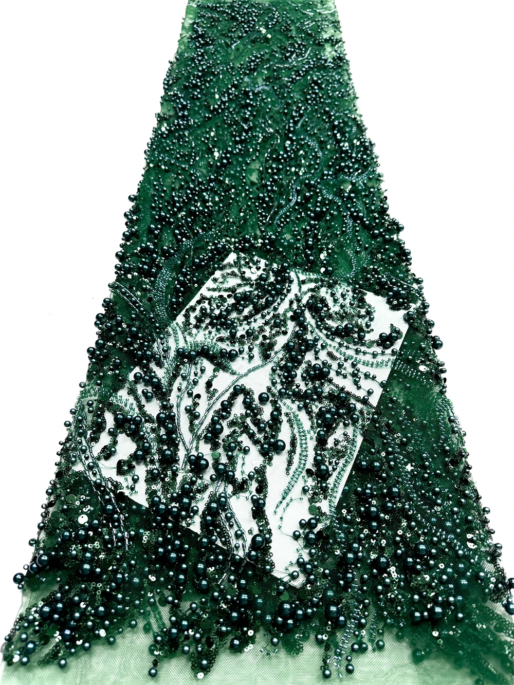 

Special Design French Tassel Beads Tulle Lace Hot Sale Luxury Beaded African Nigerian Sequins Net Lace Fabric For Evening Party