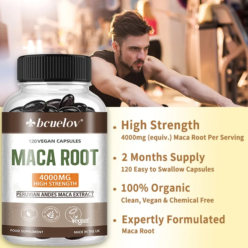 Extrait de Racine de Maca, Rehausseur Naturel, Supplément de Santé, Prend en Charge la Performance d'Massage Naturelle Saine et d'Endurance, 120 Capsules