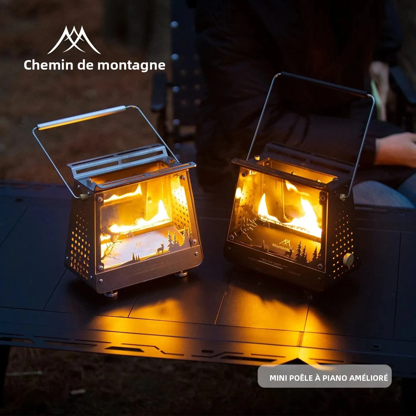 Réchaud de camping portable en acier inoxydable MOUNDAINHIKER, mini poêle léger pour pique-nique en plein air, petit réchaud d'observation pour bois de chauffage