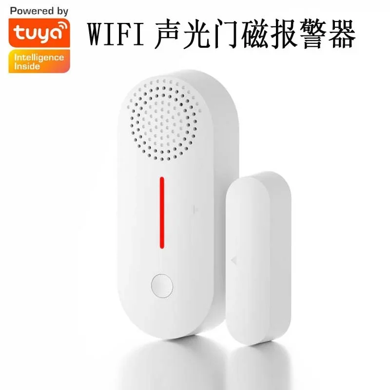 Tuya-Alarme Magnético de Porta e Janela, Ligação de Cena, Anti-Roubo, Visão Remota, Som-Luz, Wi-Fi