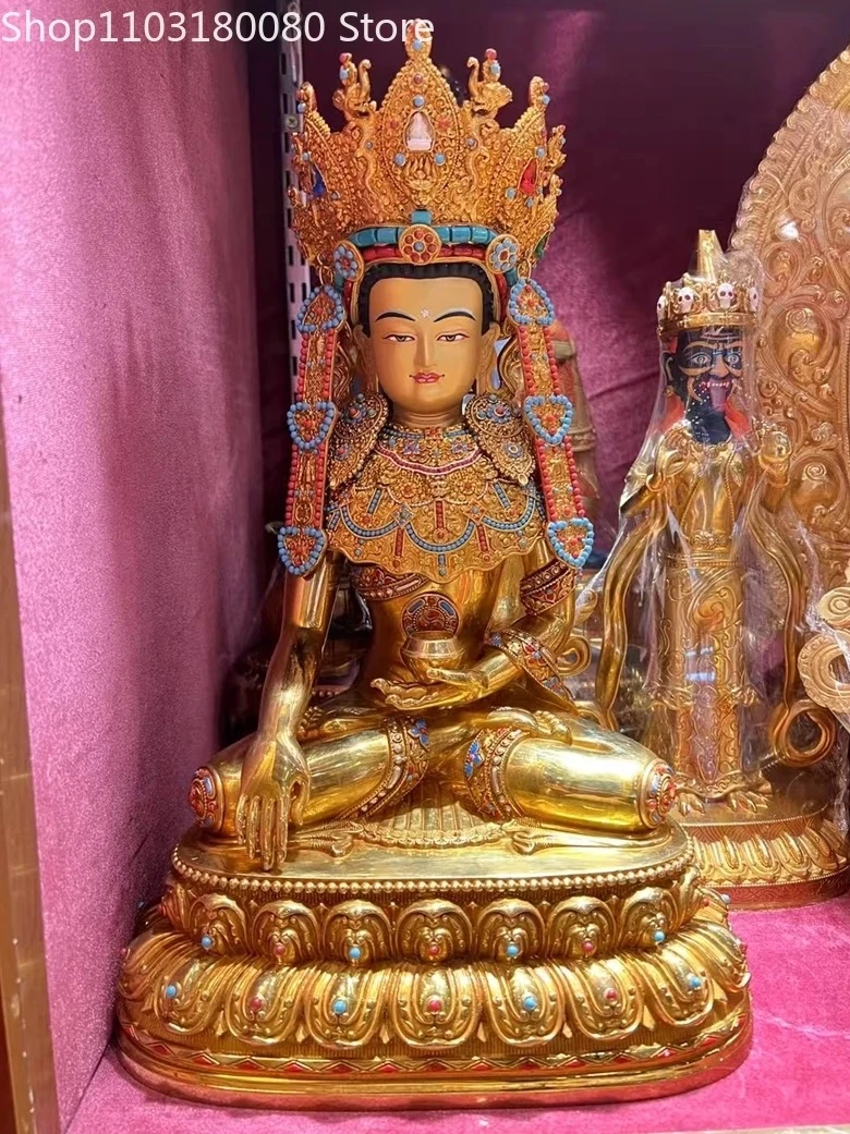 Copper giliding inlay Awakened Reclining Buddha 12 year-old Shakyamuni buddha statue sculpture,36cm,53cm