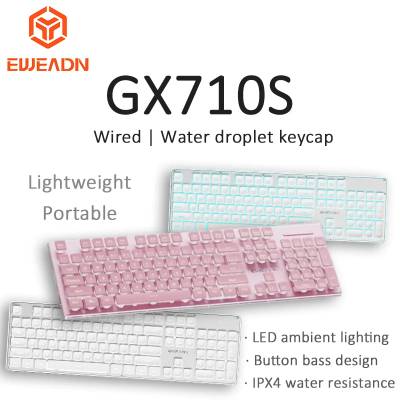 

EWEADN GX710S 104-клавишная USB-проводная игровая клавиатура с басовой пленкой, периферийные устройства для портативных ПК