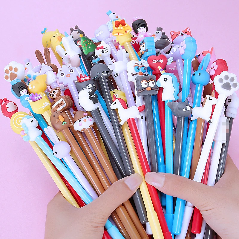 kawaii cartoon gel pen tinta preta escrita canetas neutras bonito escola escritorio artigos de papelaria estudante presente kids 05 mm 20 pcs por lote 01