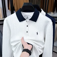 2025 nuevo suéter de lana de primavera y otoño, suéter para hombre, suéter tipo Polo, camiseta con cuello para hombre, suéter de punto, Top
