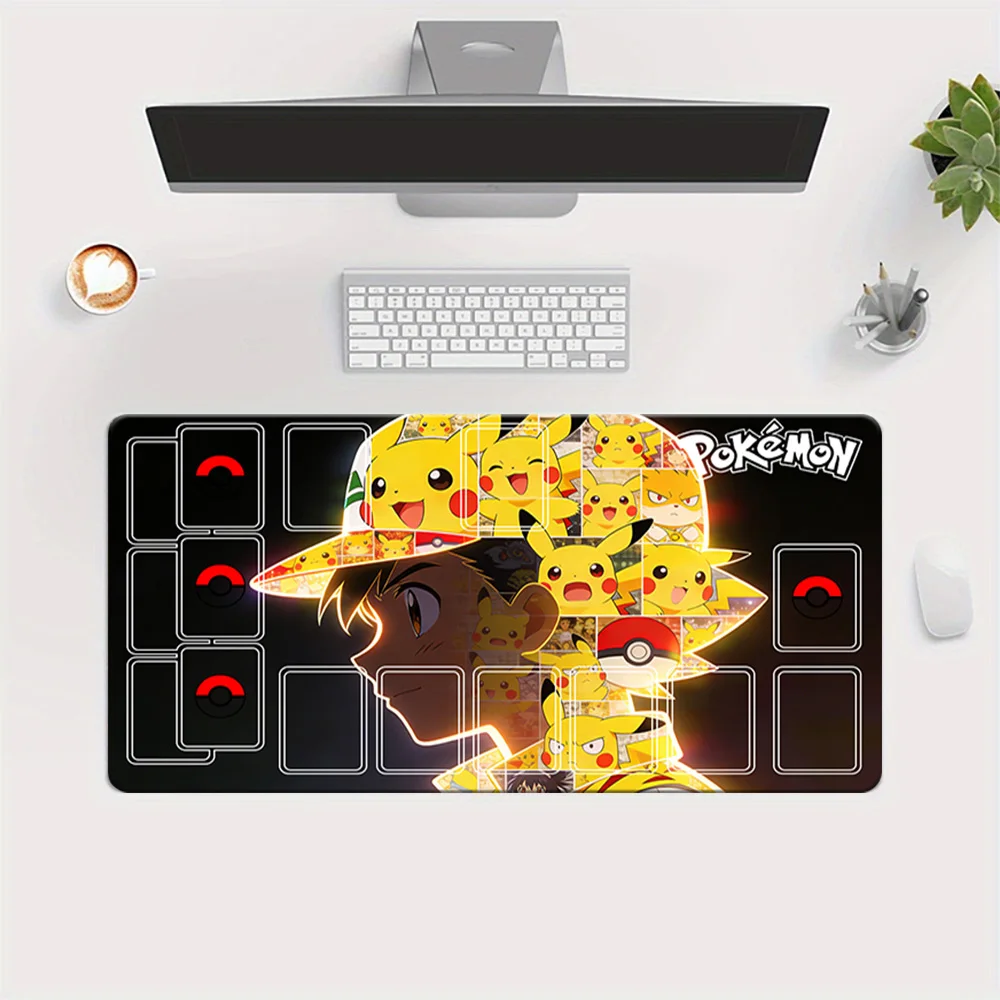 

Pokemon Ash & Pikachu Collage Art TCG Playmat Large Gaming Mouse Pad with Card Zones Desk Mat
