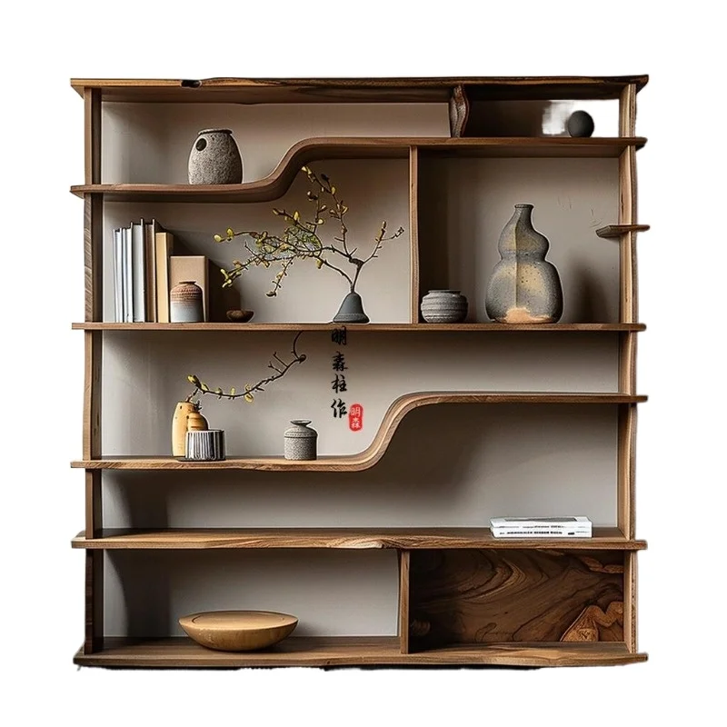 New Chinese Bogu frame Solid wood Duobao Pavilion Shelf Living room Entrance Cabinet Storage Display Cabinet