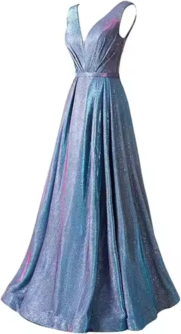 V Neck Glitter Bridesmaid Dresses Long Ruched Sparkly Prom Dress Sleeveless Formal Evening Gowns for Women 2026 Evening Gown