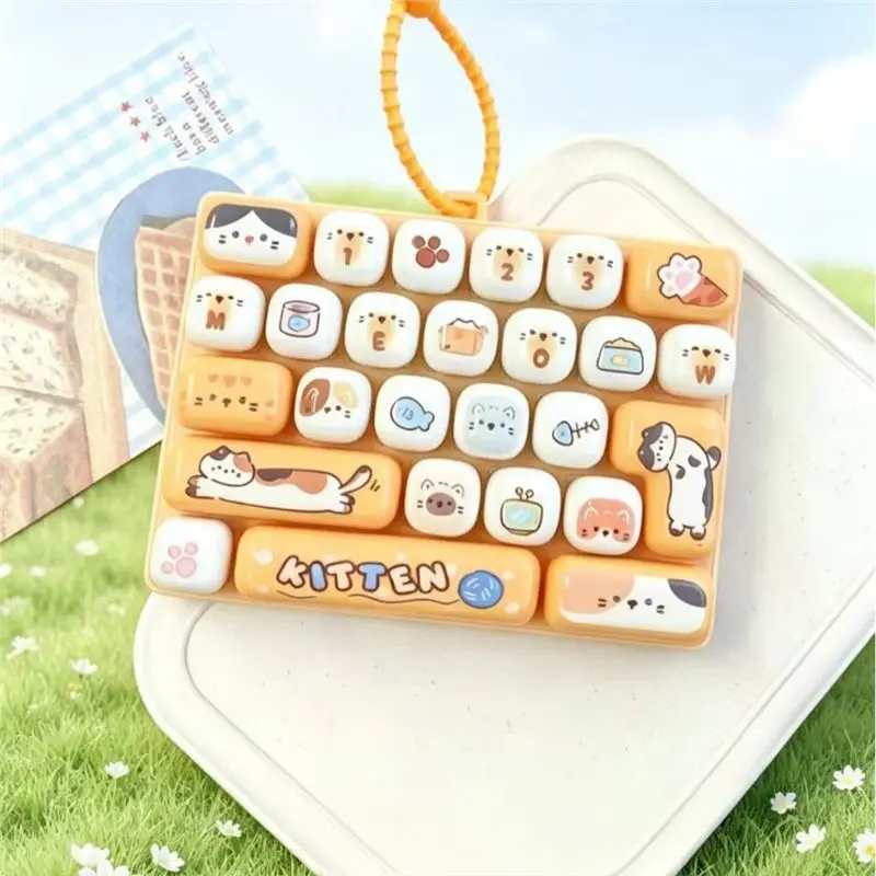 Cartoon Animal Diary 26 Grid Stress Relief Keyboard Keycap Keychain for Bags Backpacks Cars Teens Adults Couples Students Fun