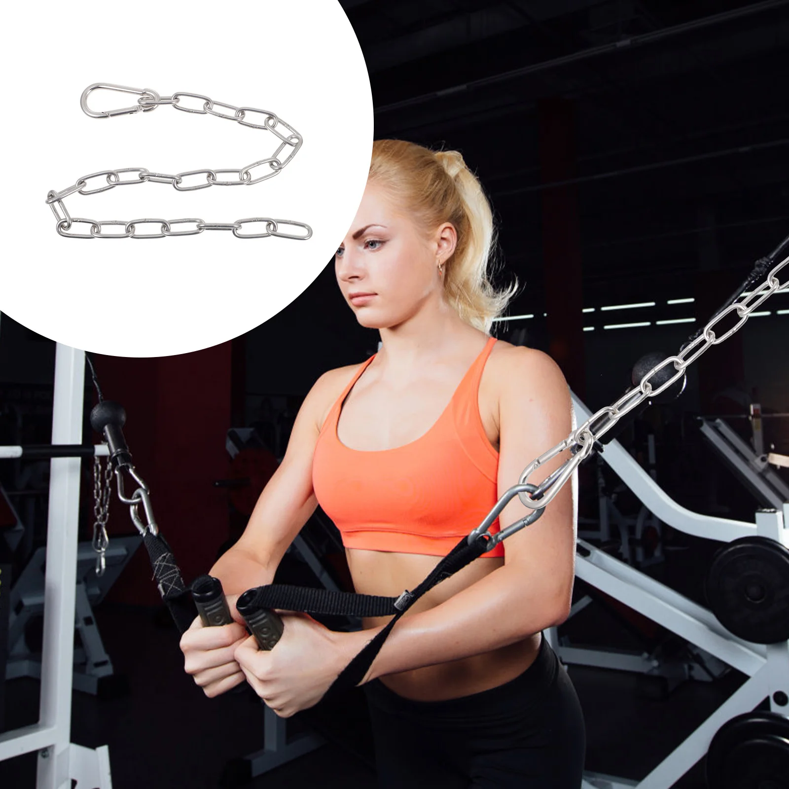 Extension Chain for Exercise Heavy Duty Pull Cord Workout Fitness Chains Accessories Barbell Handles Attachment Iron