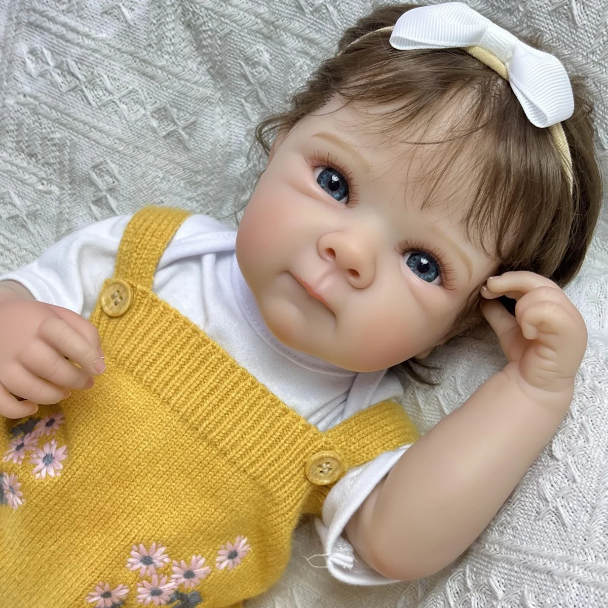 BZDOLL 19 Inch 48 CM Full Vinyl Body Reborn Baby Girl Doll Toy with Rabbit Clothing Lifelike Handmade Fashion Birthday Gift