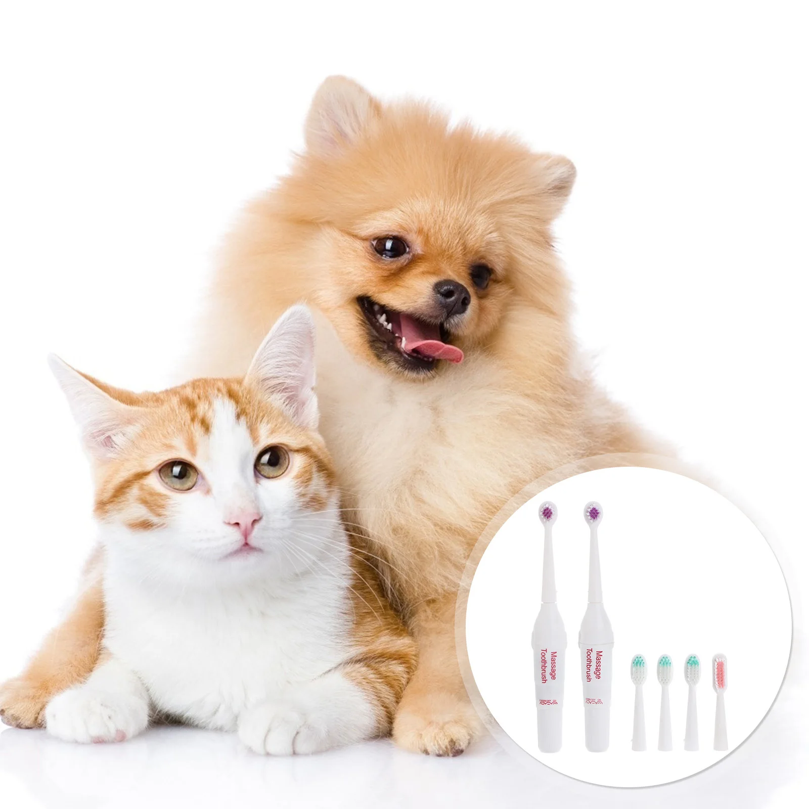 

2pcs Electric Toothbrush For Pets Portable Waterproof Travel Electric Brush Lightweight Safe Gentle Cleaning Dog Accessories