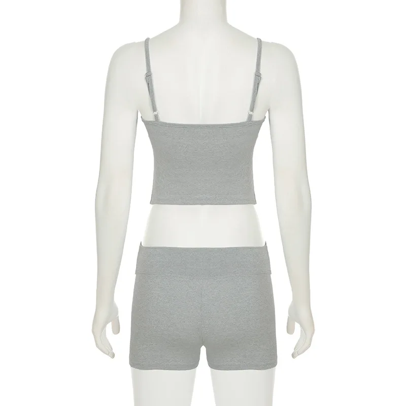 Damskie krótkie zestawy spodni Letni jednokolorowy sportowy dwuczęściowy zestaw Fashion Chic Y2k Tank Top i krótkie spodnie Jogging Suit New 2025
